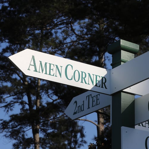 A new stats-driven broadcast of Amen Corner (holes 11, 12 and 13) at The Masters will debut on Prime Video next week. (Curtis Compton/Atlanta Journal-Constitution/TNS)