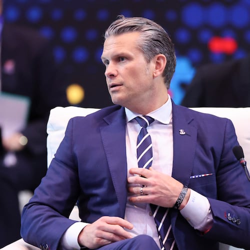 U.S. Defense Secretary Pete Hegseth attends the Association of Southeast Asian Nations (ASEAN)-United States Defence Ministers' High Tea, as part of the ASEAN Defense Ministers' meeting, in Kuala Lumpur, Malaysia, Saturday, Nov. 1, 2025. (Hasnoor Hussainl/Pool Photo via AP)