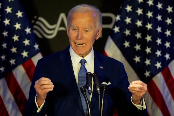 Former U.S. President Joe Biden speaks at the Advocates, Former U.S. President Joe Biden speaks at the Advocates, Counselors, and Representatives for the Disabled conference in Chicago, Tuesday, April 15, 2025. (AP Photo/Nam Y. Huh)