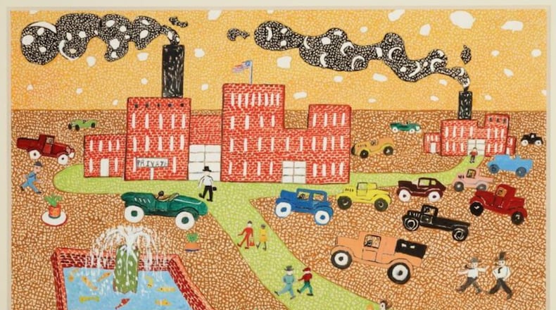 “The Factory 8am” by Georgia artist Mattie Lou O’Kelley. Gift of Dr. Arnold Zweig and Susan Ellman- Zweig.