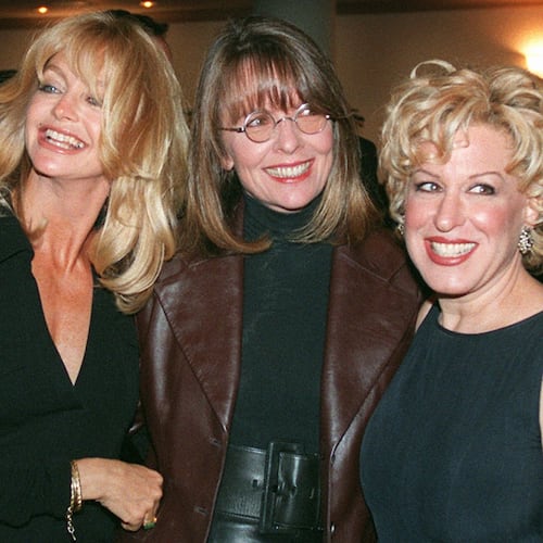 FILE - Goldie Hawn, from left, Diane Keaton, and Bette Midler appear at the premiere of their film "The First Wives Club" in Los Angeles on Sept.16, 1996. (AP Photo/ Frank Wiese, File)