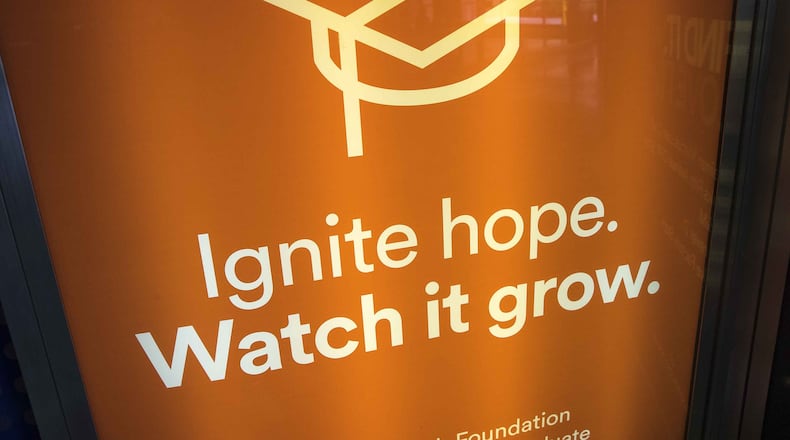 Advertising for Phoenix High School at Sugarloaf Mills is displayed inside Sugarloaf Mills Mall, Tuesday, October 16, 2018. ALYSSA POINTER / ALYSSA.POINTER@AJC.COM