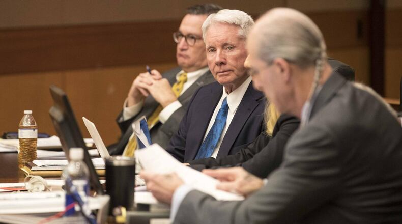 03/05/2018 — Atlanta, GA - Claude “Tex” McIver sits with his attorneys during the first day of jury selection for the case before Fulton County Chief Judge Robert McBurney on Monday, March 5, 2018. ALYSSA POINTER/ALYSSA.POINTER@AJC.COM