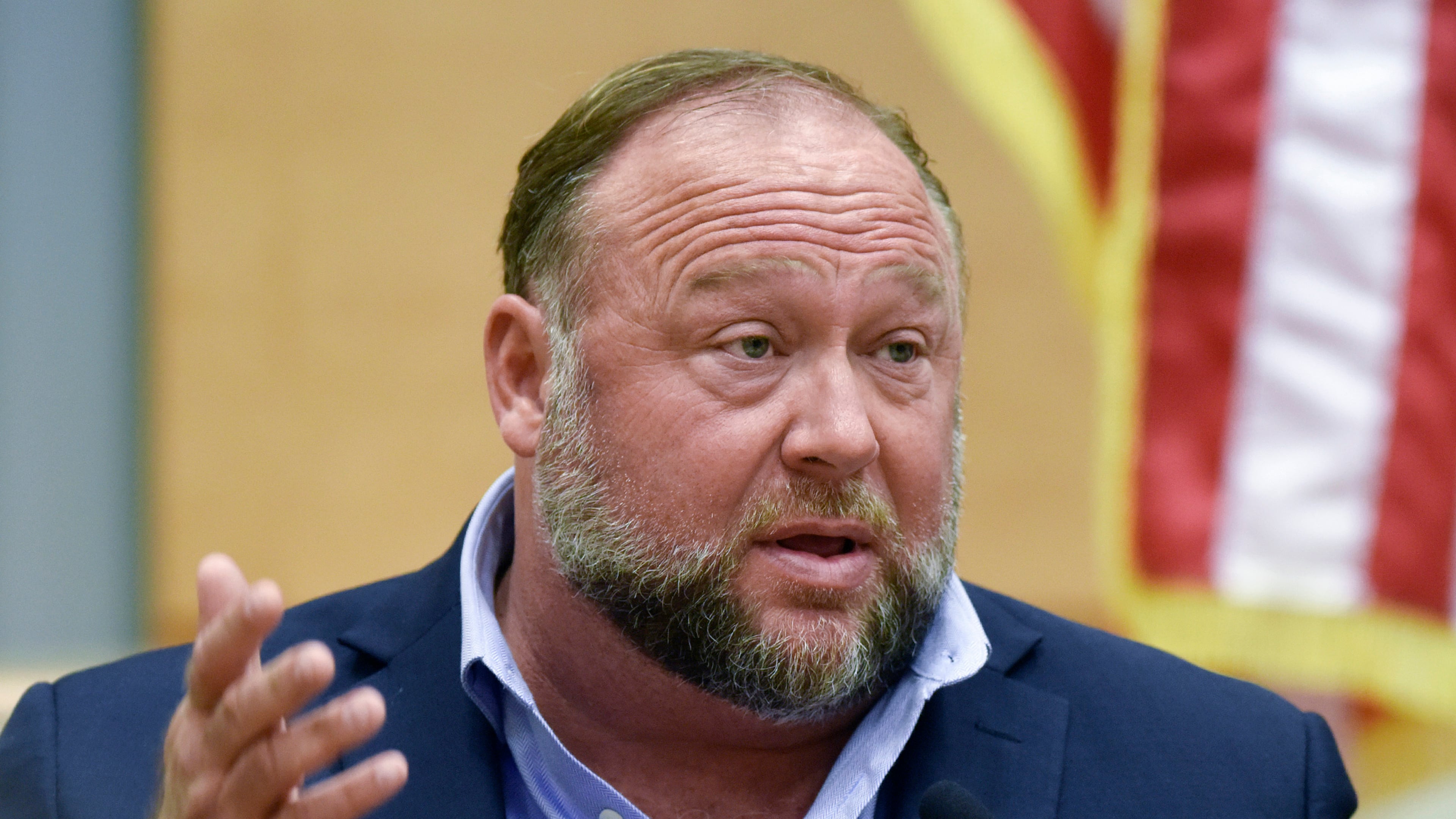 FILE - Conspiracy theorist Alex Jones takes the witness stand to testify at the Sandy Hook defamation damages trial at Connecticut Superior Court in Waterbury, Conn., Sept. 22, 2022. (Tyler Sizemore/Hearst Connecticut Media via AP, Pool, File)