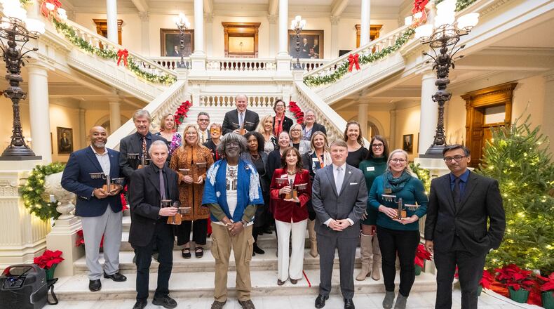 Celebrants gather at the state capitol for a formal ceremony recognizing the 10 recipients of the13th annual Governor's Award for the Arts and Humanities.