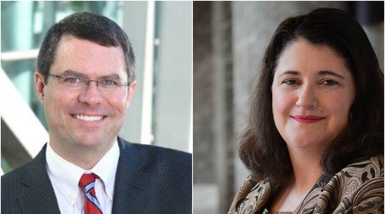 Matt Reeves, a Republican, and Democrat Zahra Karinshak are running for a state Senate seat that covers parts of Fulton and Gwinnett counties. Republican state Sen. David Shafer vacated the seat when he launched an unsuccessful campaign for lieutenant governor. Submitted photos.