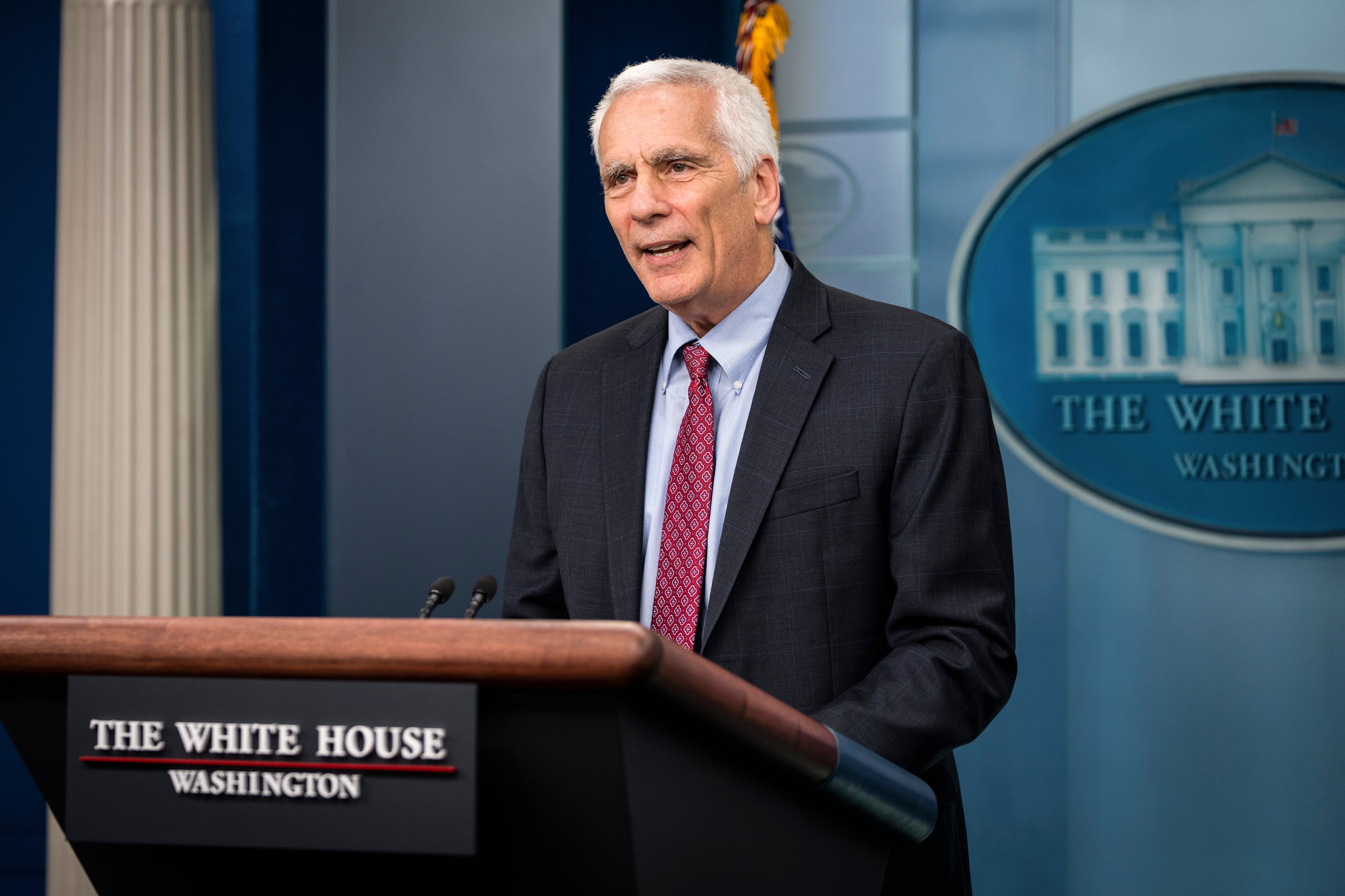Council of Economic Advisers member Jared Bernstein speaks to reporters during a press briefing at the White House, in Washington, on Friday, April 1, 2022. The Senate Banking Committee is scheduled to hold a hearing on Tuesday on Bernstein’s nomination. (Sarahbeth Maney/The New York Times)