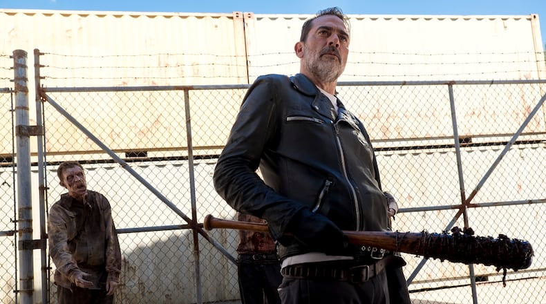 Jeffrey Dean Morgan as Negan; group - The Walking Dead _ Season 8, Episode 11 - Photo Credit: Gene Page/AMC