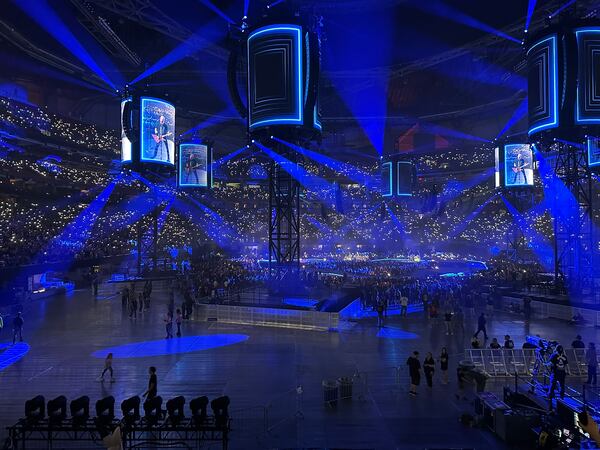 The Metallica stage during "Nothing Else Matters" at Mercedes-Benz Stadium. (Codney Ho/AJC)