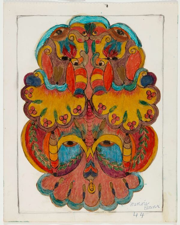 "Untitled (Scalloped Forms), 1944, crayon, ink and pencil on paper, by Minnie Evans. (Courtesy of High Museum of Art)