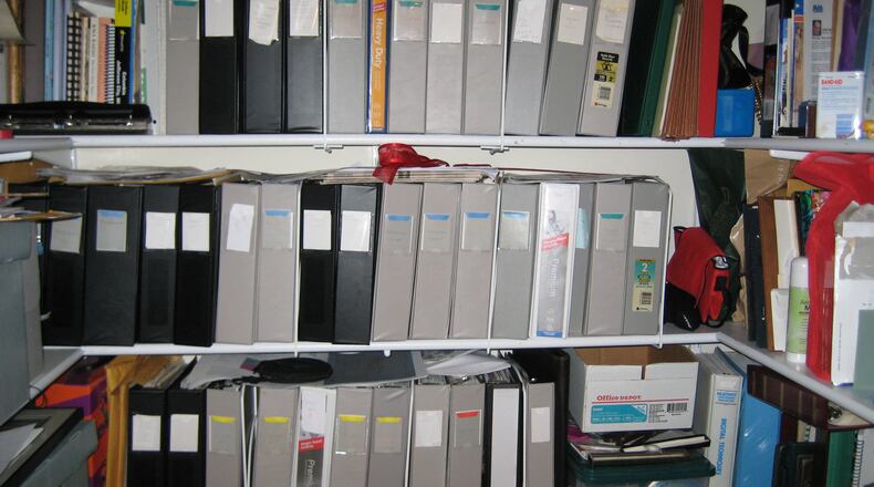 Binders of genealogy information belonging to Jane Haldeman. She runs a genealogical service business. (Susan Thanepohn/Chicago Tribune/TNS)
