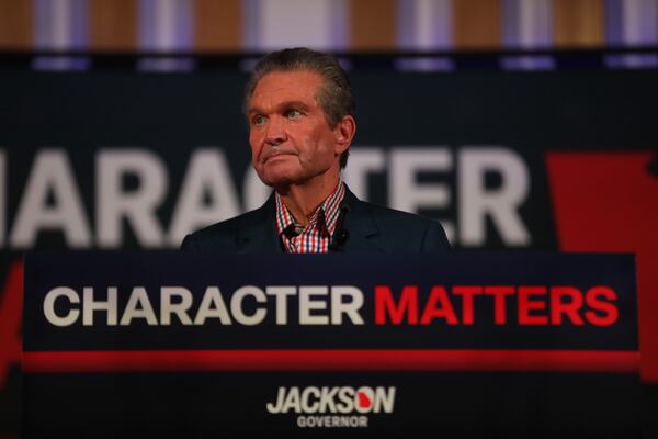 Republican nominee for governor Rick Jackson, seen here at rally in Perry last week. (Riley Bunch/AJC)