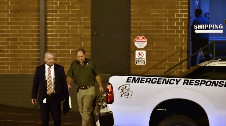 August 27, 2019 Smyrna - Agents with Georgia Department of Natural Resources’ Environmental Protection Division truck leave after a 3-hours-long inspection inside Sterigenics in Smyrna on Wednesday, August 27, 2019. State regulators deployed an emergency response team to the Sterigenics plant in Cobb County Tuesday to investigate a toxic gas leak that forced employees to evacuate the facility in July. (Hyosub Shin / Hyosub.Shin@ajc.com)