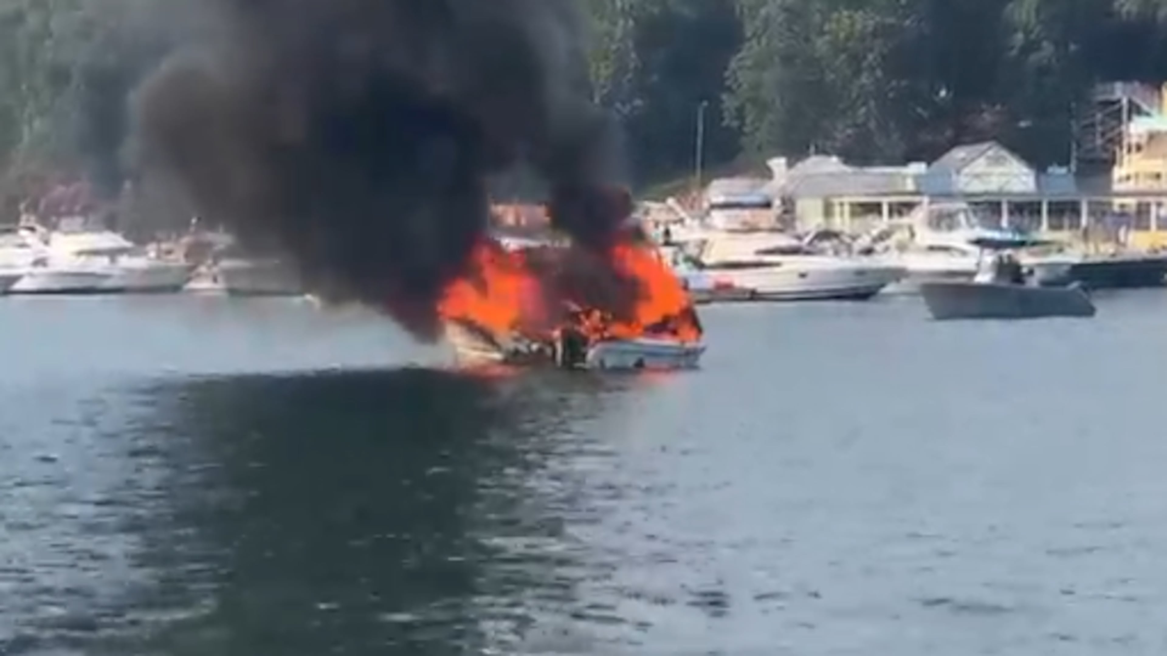 One boat explosion happened around 7 p.m. near Margaritaville at Lanier Islands off Lanier Islands Parkway in Hall County. (Channel 2 Action News)