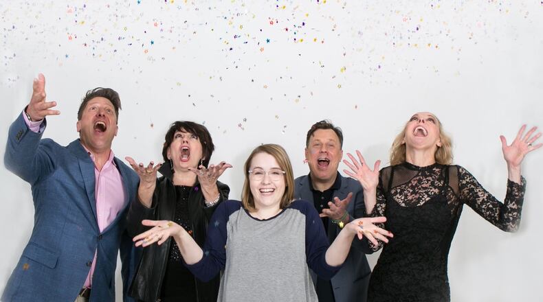 The Alliance Theatre’s world-premiere musical “The Prom” features Christopher Sieber (from left), Beth Leavel, Caitlin Kinnune, Brooks Ashmanskas and Angie Schworer. PHOTO CREDIT: Jimmy Ryan