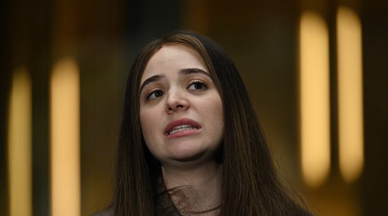 Sheina Gutnick arrives to give evidence at the Sydney hearings to the Royal Commission on Antisemitism and Social Cohesion, in Sydney, Monday, May 4, 2026. (Dean Lewins/AAP Image via AP)
