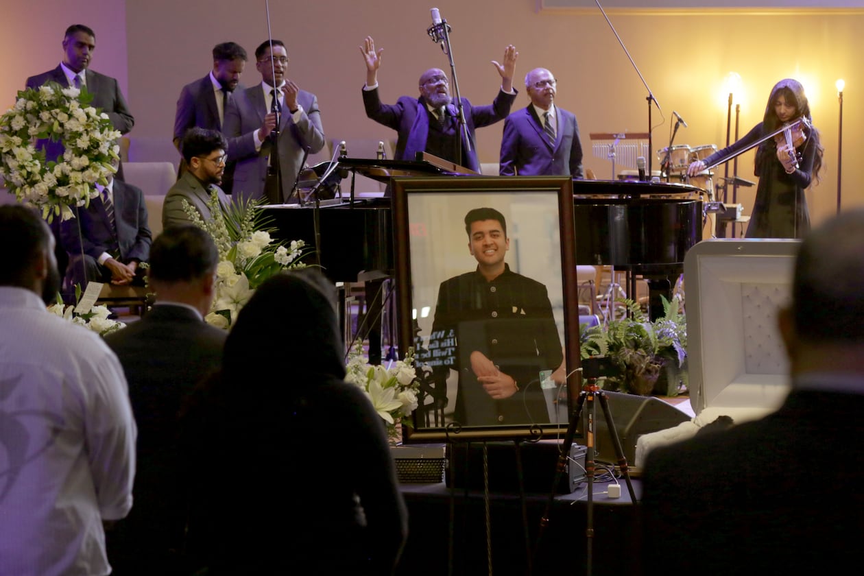 A funeral service for Dave Fiji was held June 6, 2026, at Praise Community Church in Lawrenceville. Fiji died on his wedding night, May 29, in a helicopter crash that also killed the pilot. (Akili-Casundria Ramsess for the AJC)
