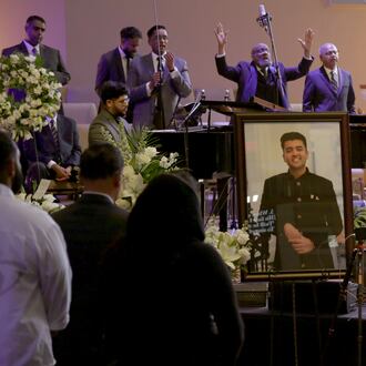 A funeral service for Dave Fiji was held June 6, 2026, at Praise Community Church in Lawrenceville. Fiji died on his wedding night, May 29, in a helicopter crash that also killed the pilot. (Akili-Casundria Ramsess for the AJC)