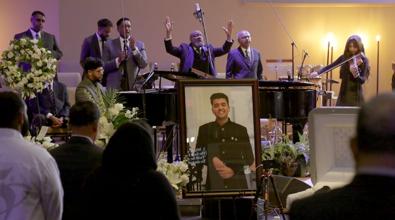 A funeral service for Dave Fiji was held June 6, 2026, at Praise Community Church in Lawrenceville. Fiji died on his wedding night, May 29, in a helicopter crash that also killed the pilot. (Akili-Casundria Ramsess for the AJC)