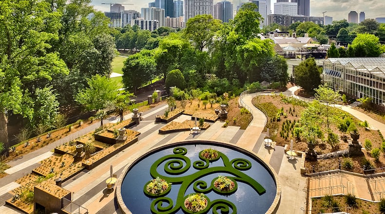 A drone recently captured Skyline Garden and the Atlanta Skyline.