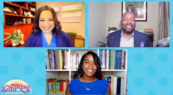 Hosts Condace Pressley, left, Dai Delatte and Derin Dickerson during the virtual gathering Moving in the Spirit held last year.