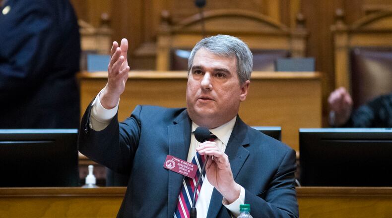 Rep. John Carson, R - Marietta, in 2018 sponsored a bill that lifted the cap on annual contributions to a tax-credit scholarship program for private schools. During the 2019 legislative session, he offered more legislation that affecting the program. ALYSSA POINTER/ALYSSA.POINTER@AJC.COM