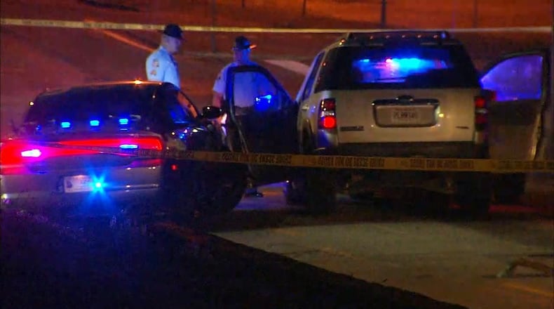 Multiple law enforcement officers were working a DUI checkpoint on Interstate 985 in Gainesville around 8:30 p.m. Saturday, when a Ford Explorer took off. (Credit: Channel 2 Action News)