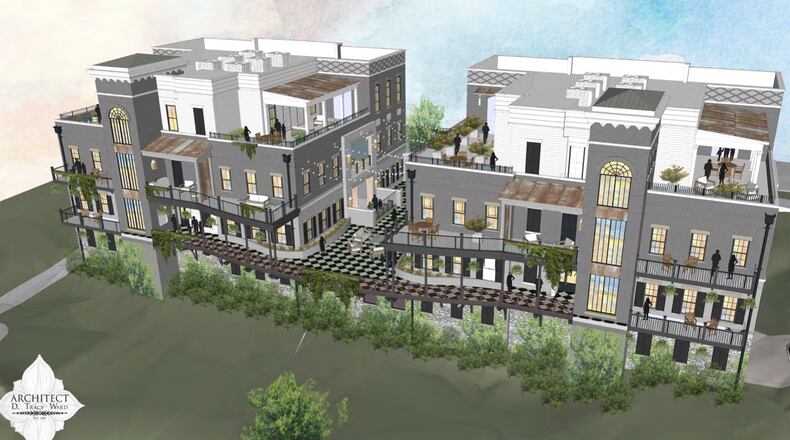 The Alcovy Group has withdrawn its plan to build 12 high-end condominiums on 1.13 acres at 82 and 92 Thompson Street in Alpharetta. (Courtesy City of Alpharetta)