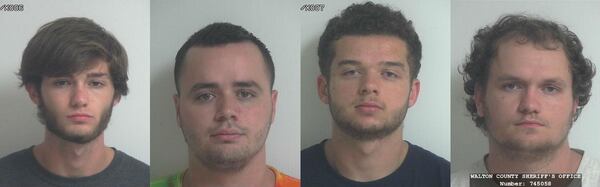 Austin Marshall (from left), Jakob Sullins, Nicholas Felker, Timothy Ballard (Credit: Walton County Sheriff's Office)