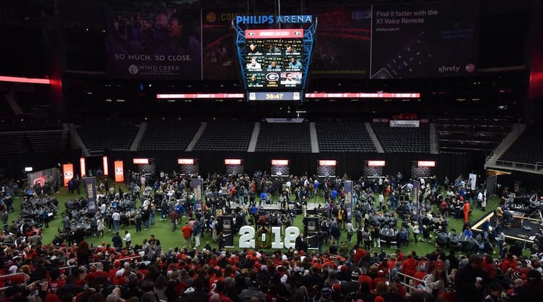 Lots of fans trekked out to Media Day, which was free. Inventory remains for tonight's game, which is far from it. AJC photo: Hyosub Shin