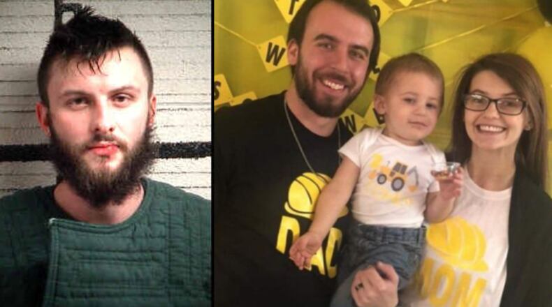 Hunter Ethan Elliott (left) faces a litany of charges after a crash killed 2-year-old Cohen Zayne Bryson and injured his parents, Joshua Bryson and Santana Kelley.