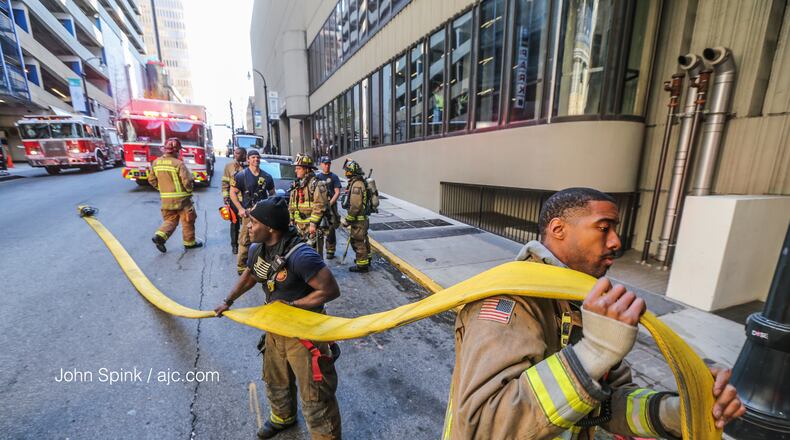 A fire at the Westin Peachtree Plaza hotel led to an evacuation Thursday morning.