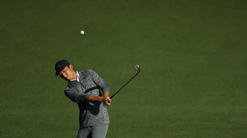 U.S. Amateur runner-up Doug Ghim of the United States plays a shot on the second hole during the second round of the 82nd Masters at Augusta National Golf Club on April 6, 2018 in Augusta. (Photo by Patrick Smith/Getty Images)