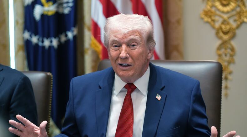 President Donald Trump speaks during a Cabinet meeting at the White House, Thursday, March 26, 2026, in Washington. (AP Photo/Alex Brandon)