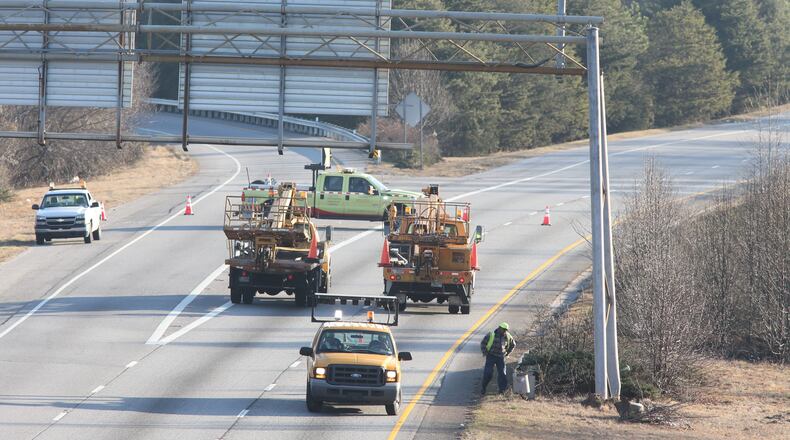 There were no reports of serious injuries, but the DOT said just before 8 a.m. that the ramp would be closed for two to three hours for sign repair.