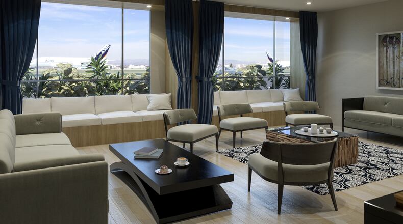 This undated artist rendering provided by The Private Suite at LAX shows a private lounge at a new $22-million facility catering to celebrities and others who want to pay a premium for privacy as they depart from or arrive at Los Angeles International Airport. The facility called the Private Suite opened Monday, May 15, 2017, and offers an exclusive entrance, one-on-one security screening and plush lounges. (The Private Suite at LAX via AP)