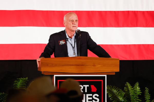 Former state Sen. Brandon Beach, now the U.S. treasurer, spoke at a rally held by Lt. Gov. Burt Jones in Flovilla on Tuesday. Jones is running for governor.