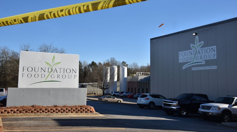 Six people were killed after a liquid nitrogen line ruptured at Foundation Food Group in Gainesville on Thursday, January 28, 2021. (Hyosub Shin / Hyosub.Shin@ajc.com)