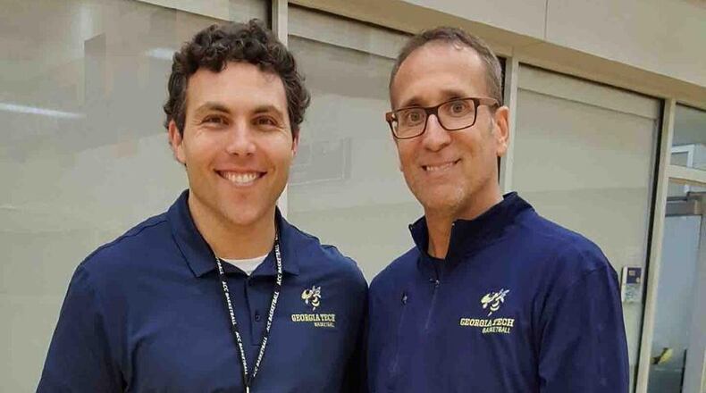 Georgia Tech basketball coach Josh Pastner, left, poses with Ronald Bell, who once was his self-professed biggest fan.