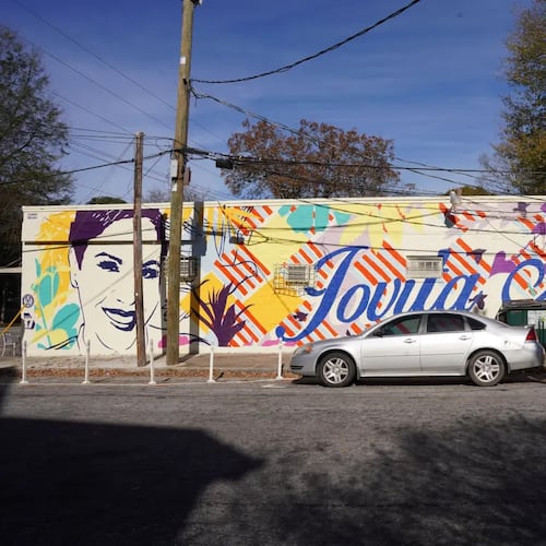 The owners of Bellwood Coffee issued an apology on Friday after painting over a mural of the late news anchor, Jovita Moore. The tribute mural, painted in 2021 by local artist Tommy Bronx just weeks after Moore’s death, was part of a nine-mural series commissioned by Atlanta United Soccer to honor local trailblazers. (Courtesy of Atlanta United Soccer)