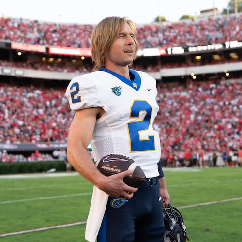 “Chad Powers,” starring Glen Powell, is coming back for a second season in metro Atlanta, according to information provided to a local crew union. (Disney/Daniel Delgado Jr.)