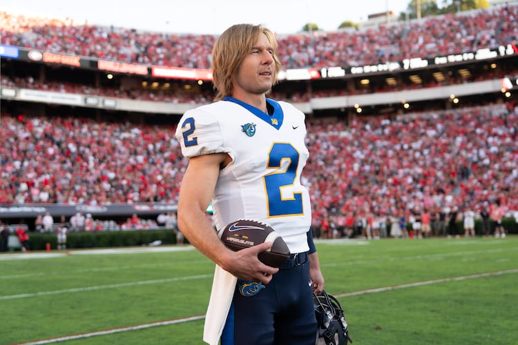 “Chad Powers,” starring Glen Powell, is coming back for a second season in metro Atlanta, according to information provided to a local crew union. (Disney/Daniel Delgado Jr.)