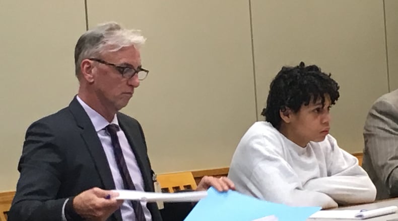 Caziah Brown, 15, appeared in Gwinnett County Magistrate Court on Wednesday alongside attorney Scott Estes.