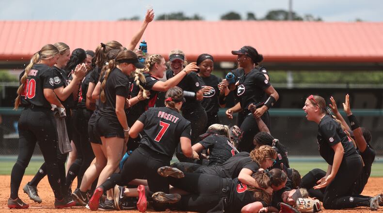 After the Bulldogs’ win against Florida on Saturday, May 29, 2021 at Katie Seashole Pressly Softball Stadium in Gainesville, Fla. (Chris Kim/University of Florida)