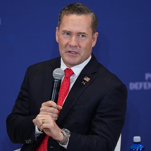 U.S. Ambassador to the United Nations Mike Waltz speaks before President Donald Trump arrives at the United States Army War College in Carlisle, Pa., during the Pennsylvania Defense and Innovation Summit, Wednesday, July 15, 2026. (AP Photo/Matt Rourke)
