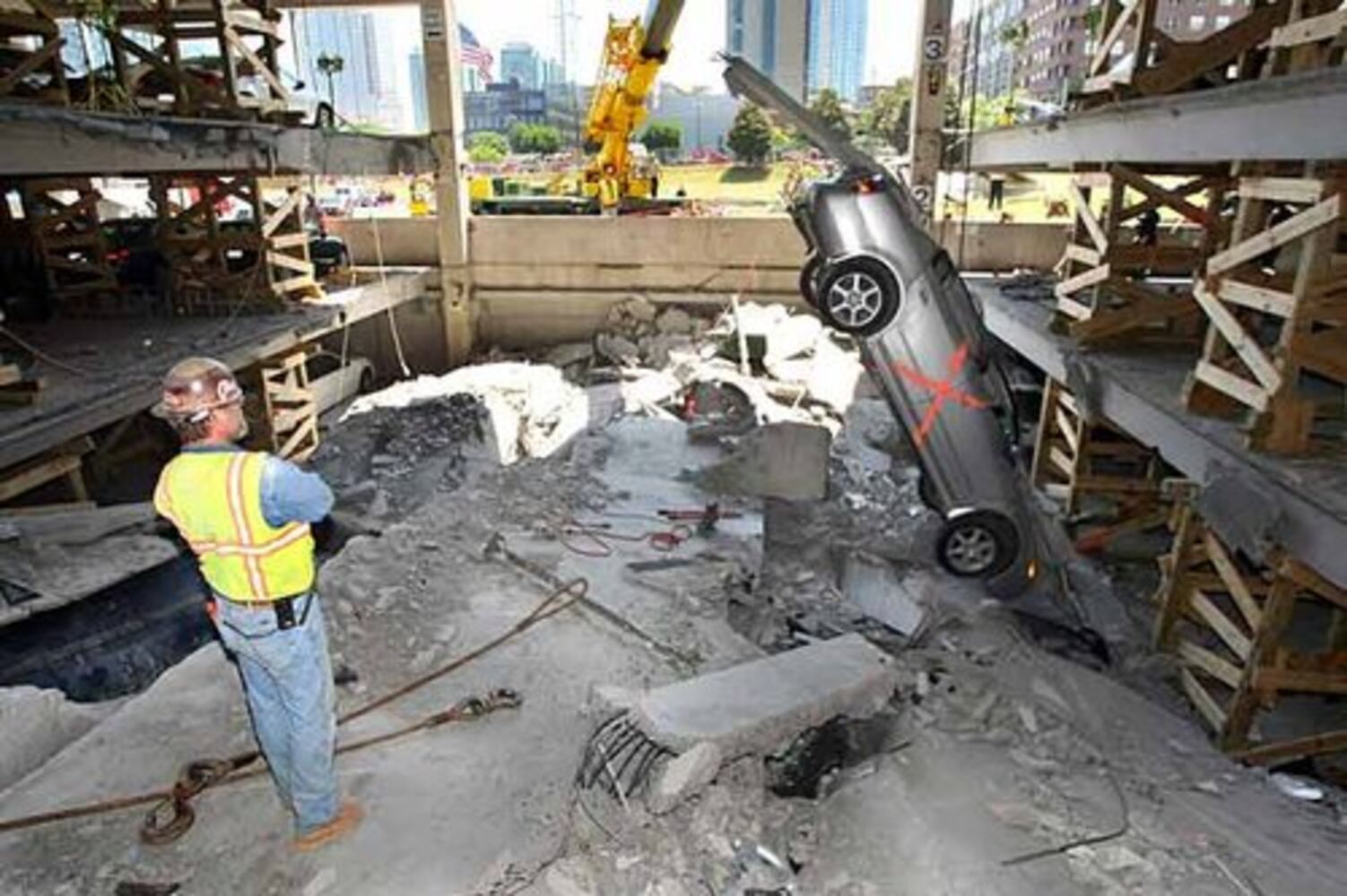 Inside the parking garage