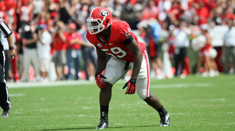 Georgia’s Jordan Jenkins is doing a good job of balancing his football and academic goals. (AJC photo)