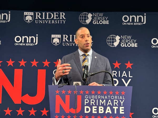 FILE - Sean Spiller, head of the teachers union New Jersey Education Association, speaks after the Democratic gubernatorial debate at Rider University on Feb. 2, 2025, in Lawrenceville, N.J. (AP Photo/Mike Catalini, File)
