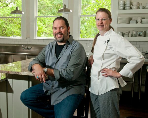  Jim and Chef Hilary White relax in the kitchen of their home in Palmetto,GA.(Christopher Oquendo/Special).