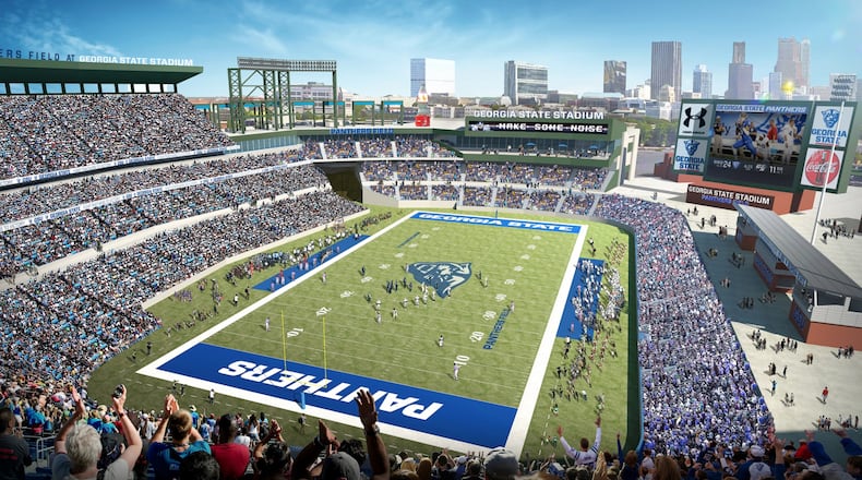 Georgia State Panthers’ football stadium -- formerly that Atlanta Braves’ Turner Field -- will seat about 23,000 fans.